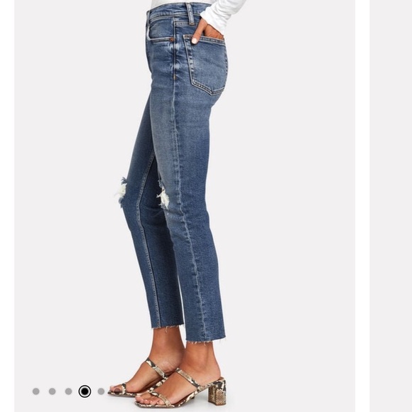 RE/DONE High-Rise Ankle Crop Jeans Dusk Destroy Size 30 - Picture 2 of 16